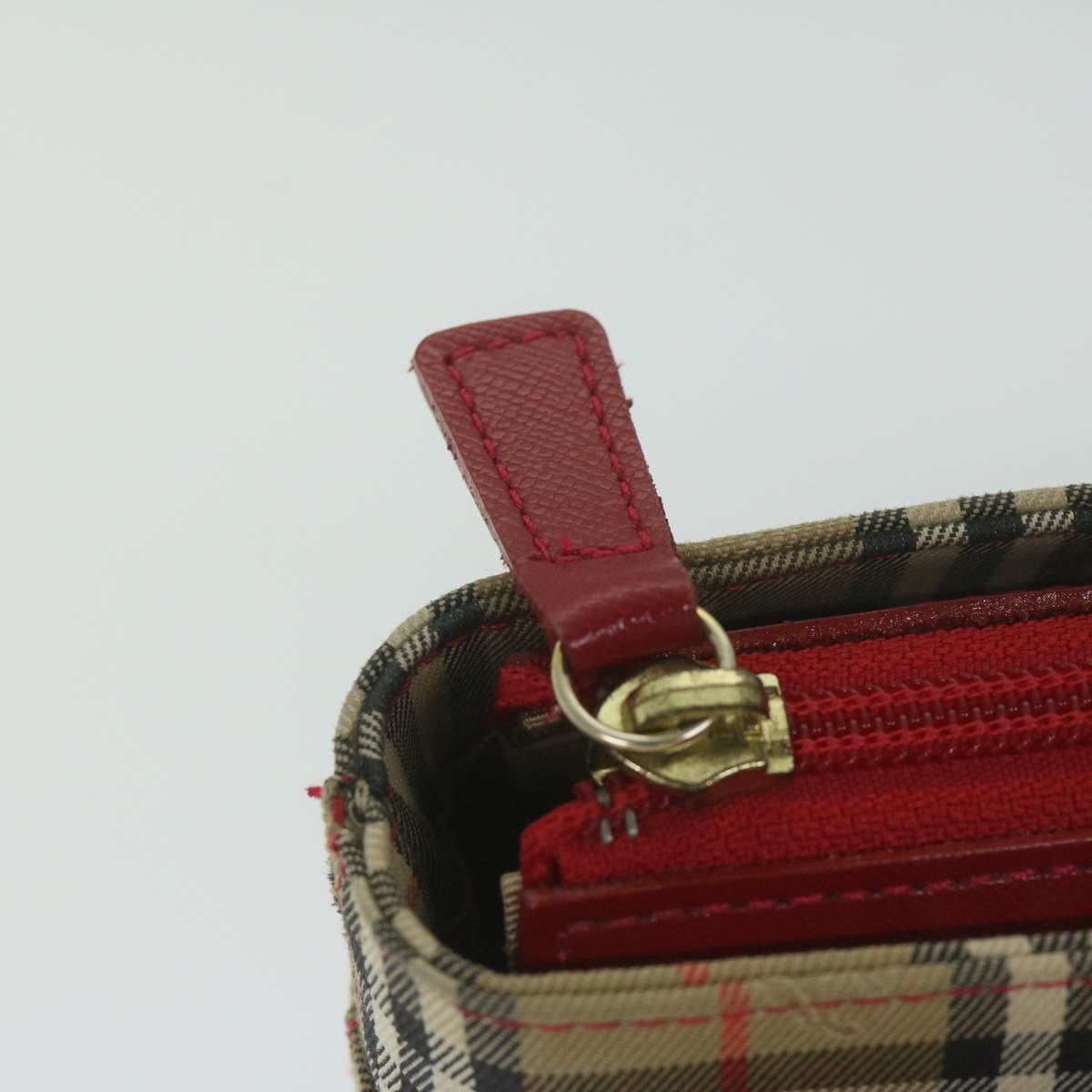 BURBERRY Nova Check Hand Bag Canvas Beige Red Auth 62506