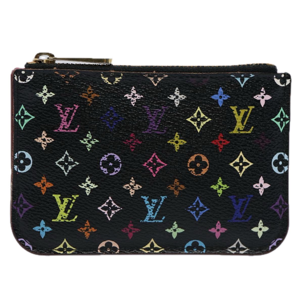 LOUIS VUITTON Multicolor Pochette Cles NM Coin Purse Black M60279 LV Auth 62586