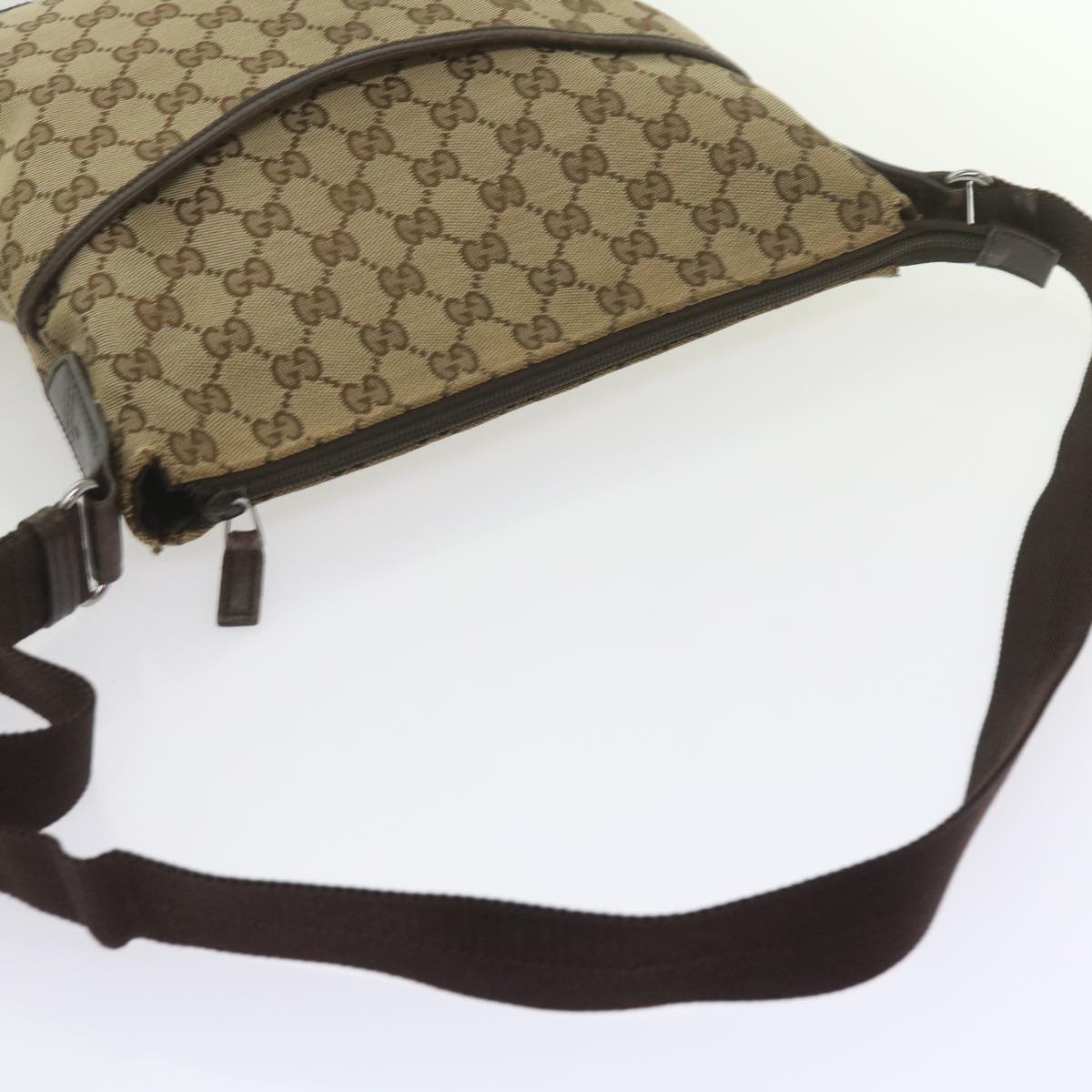 GUCCI GG Canvas Shoulder Bag Beige 145857 Auth 62618