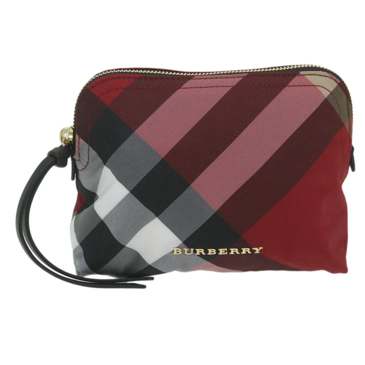 BURBERRY Nova Check Pouch Nylon Red Auth 62633