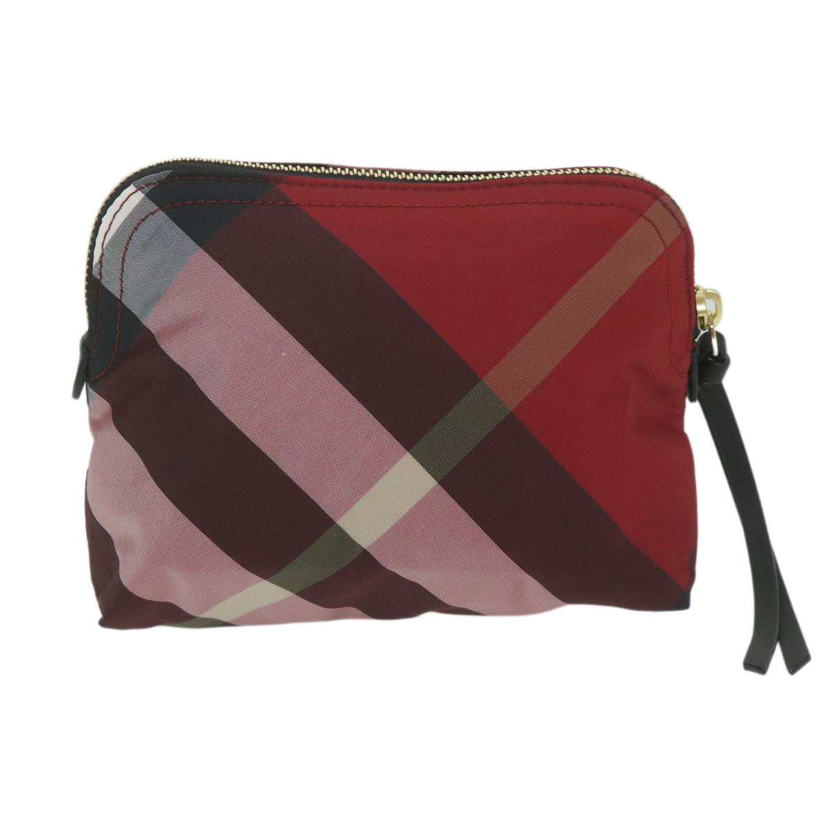 BURBERRY Nova Check Pouch Nylon Red Auth 62633