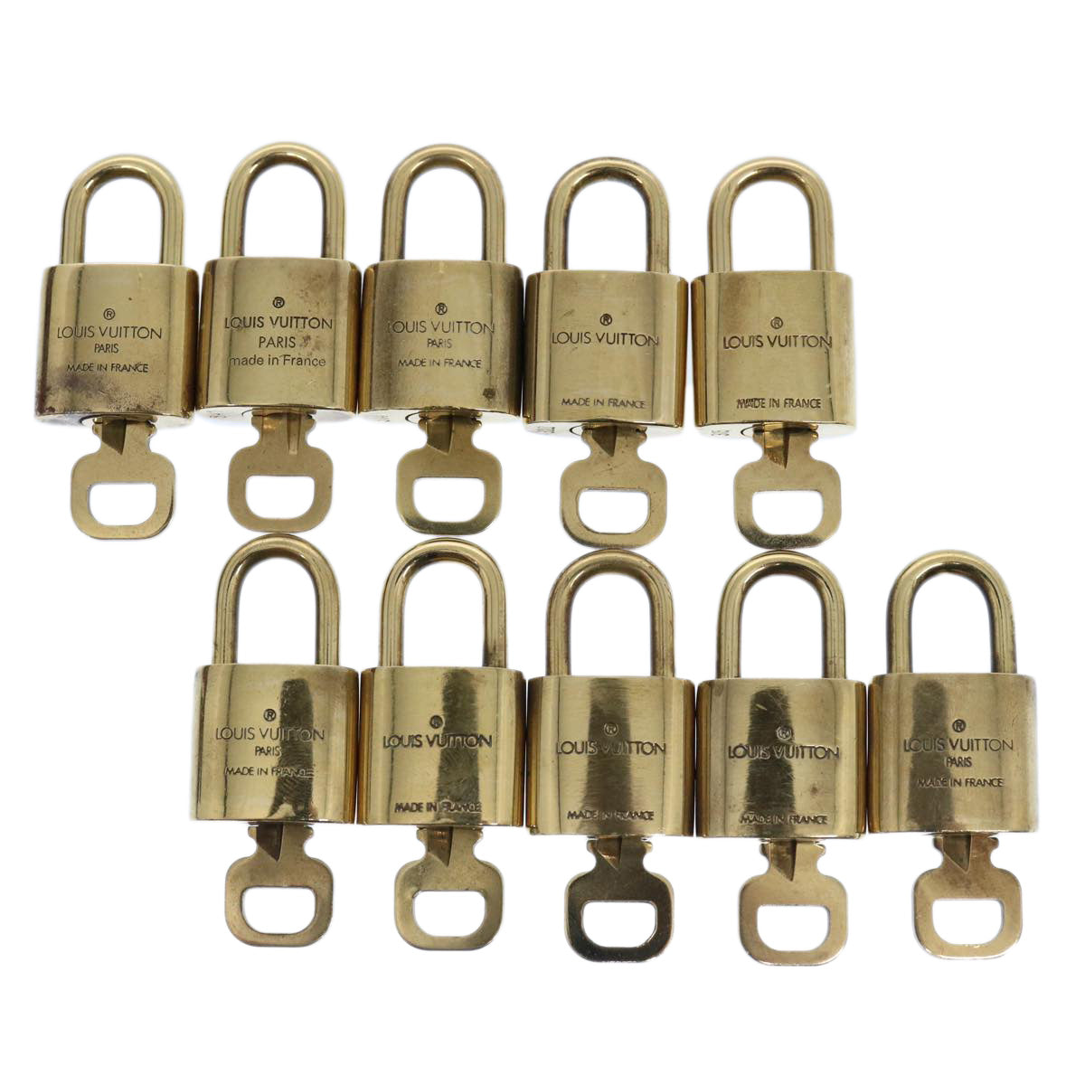 LOUIS VUITTON Padlock 10set Gold Tone LV Auth 62635