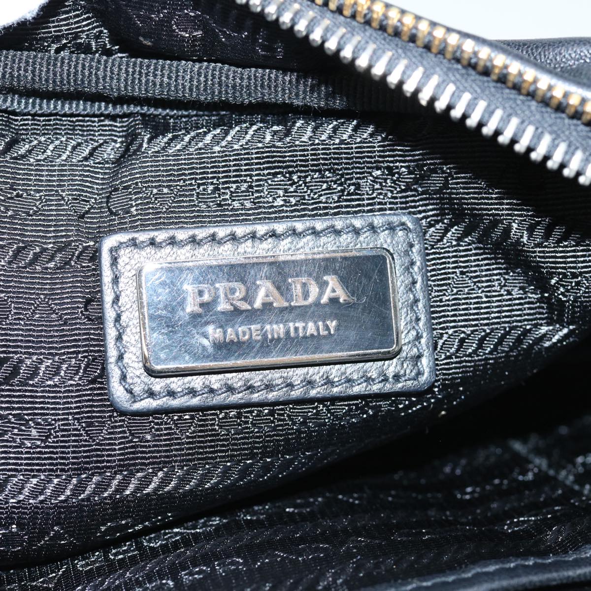 PRADA Ribbon Shoulder Bag Leather Pink Black Auth 62657