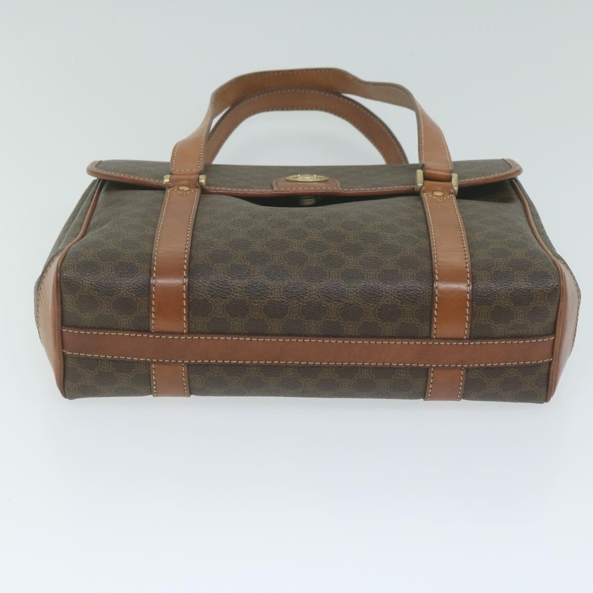 CELINE Macadam Canvas Hand Bag PVC Leather Brown Auth 62676