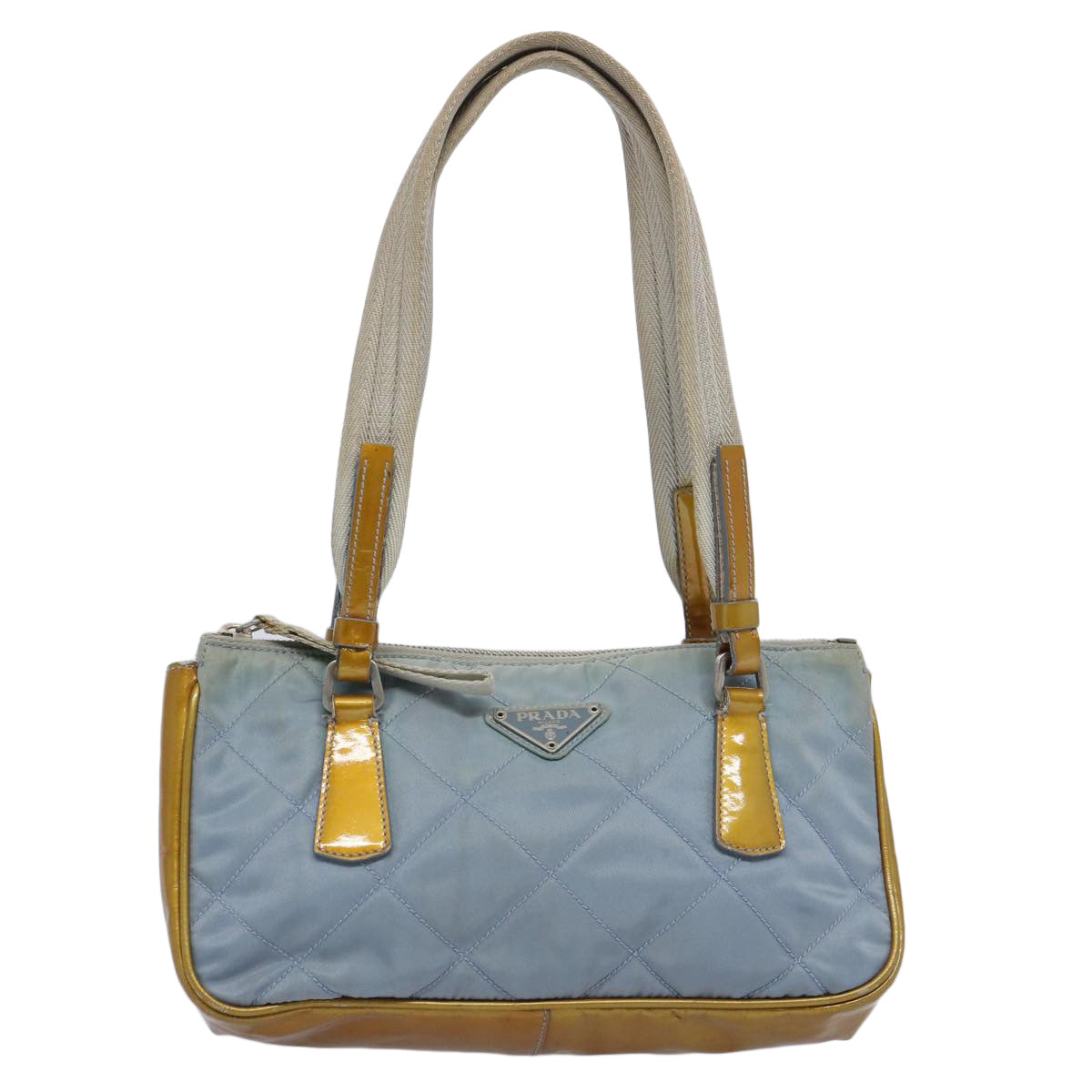 PRADA Hand Bag Nylon Enamel Light Blue Auth 62677 - 0