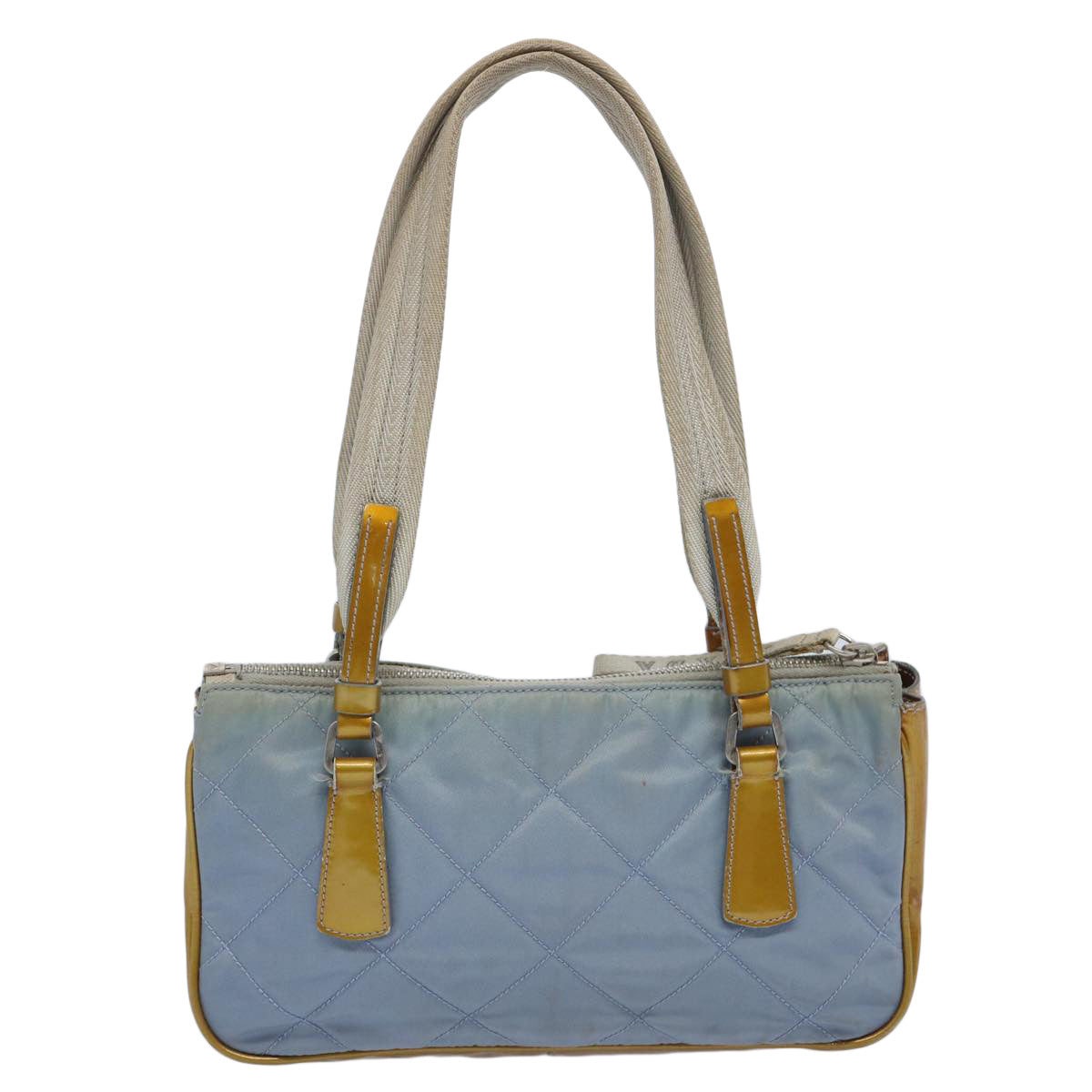 PRADA Hand Bag Nylon Enamel Light Blue Auth 62677