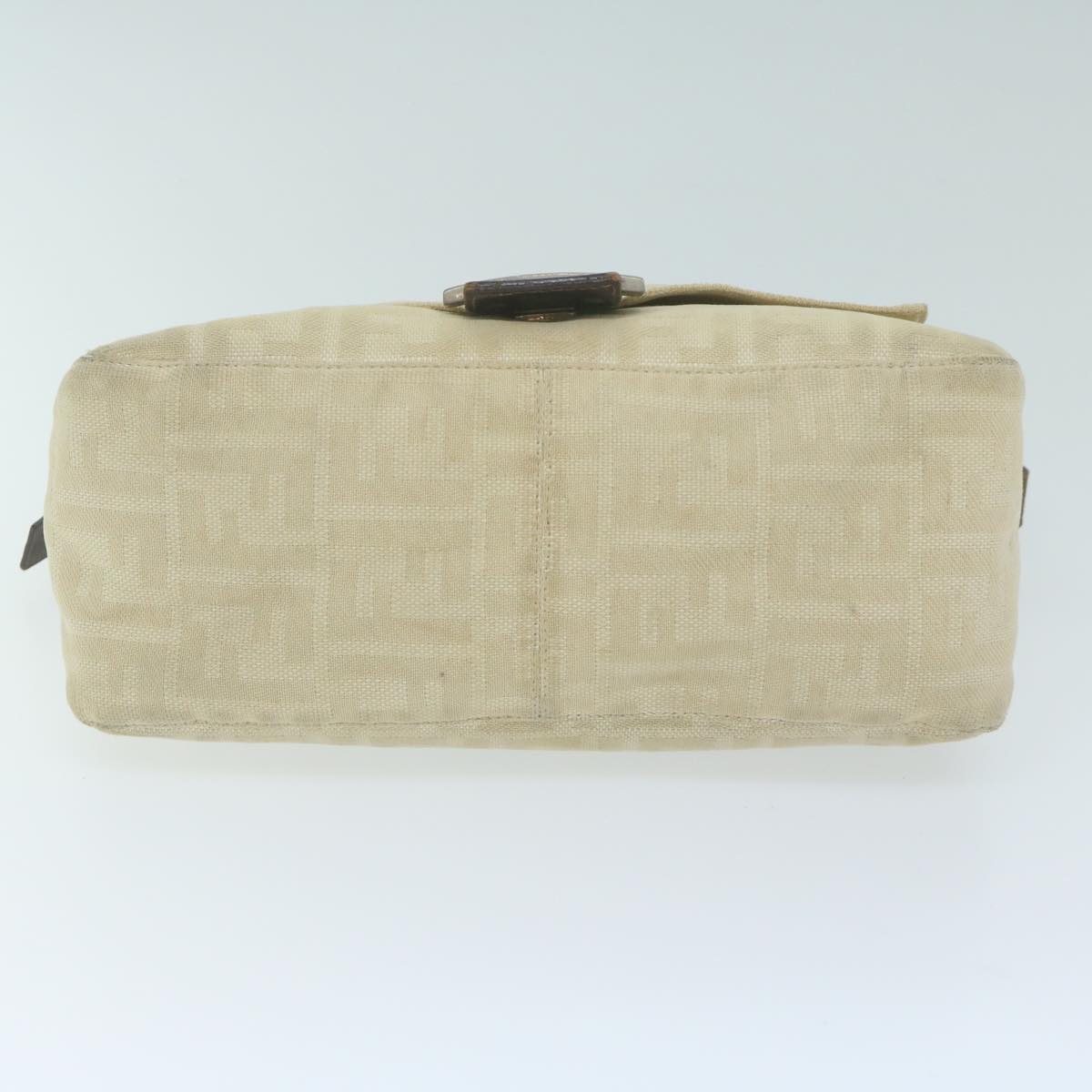 FENDI Zucca Canvas Mamma Baguette Shoulder Bag Beige Auth 62678