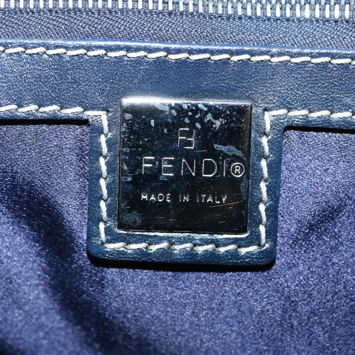 FENDI Zucchino Canvas Hand Bag Navy Auth 62679