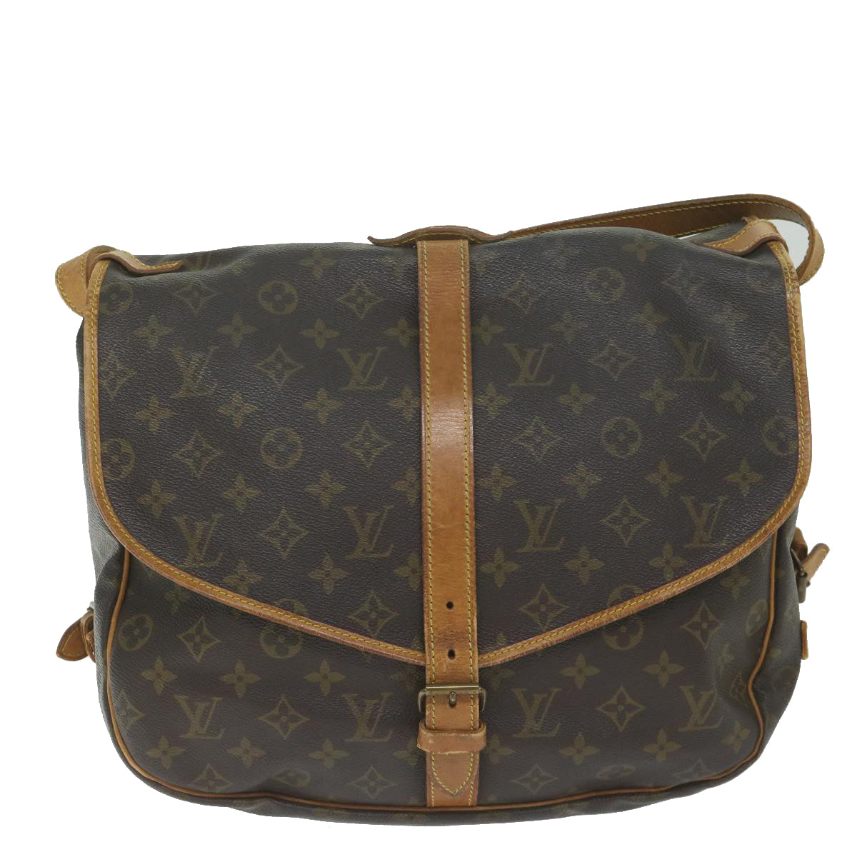 LOUIS VUITTON Monogram Saumur 35 Shoulder Bag M42254 LV Auth 62739