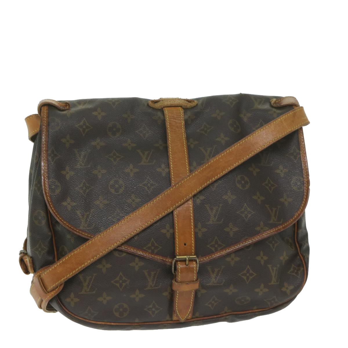 LOUIS VUITTON Monogram Saumur 35 Shoulder Bag M42254 LV Auth 62740