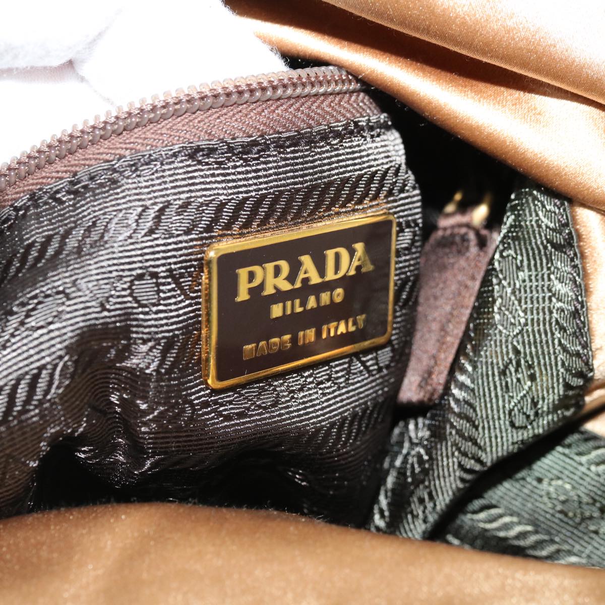 PRADA Chain Shoulder Bag Nylon Gold Auth 62746