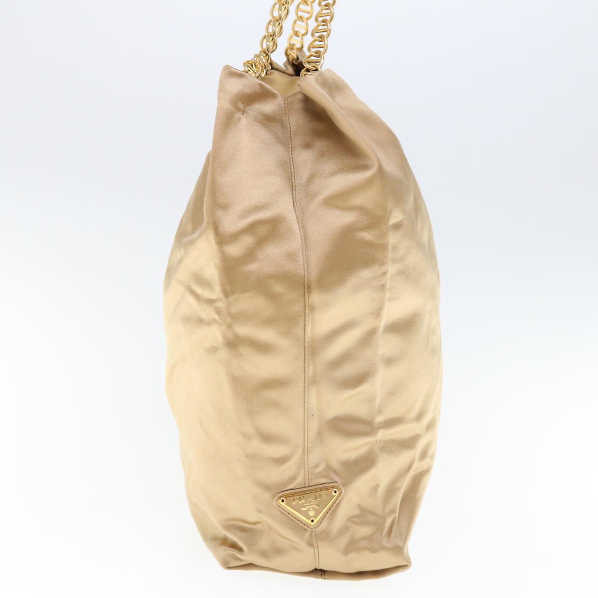 PRADA Chain Shoulder Bag Nylon Gold Auth 62746