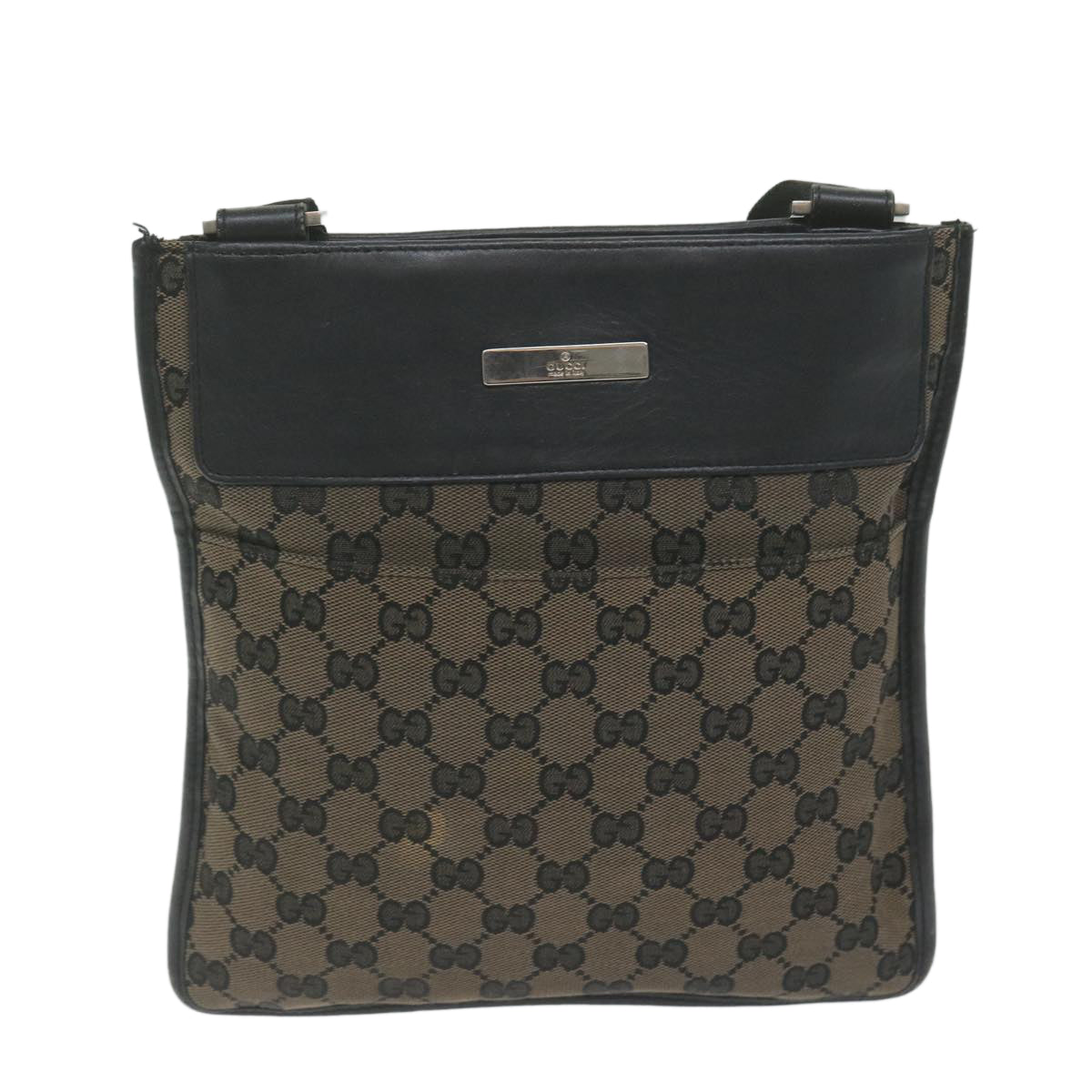 GUCCI GG Canvas Shoulder Bag Black Brown 019 034 200047 Auth 62756 - 0