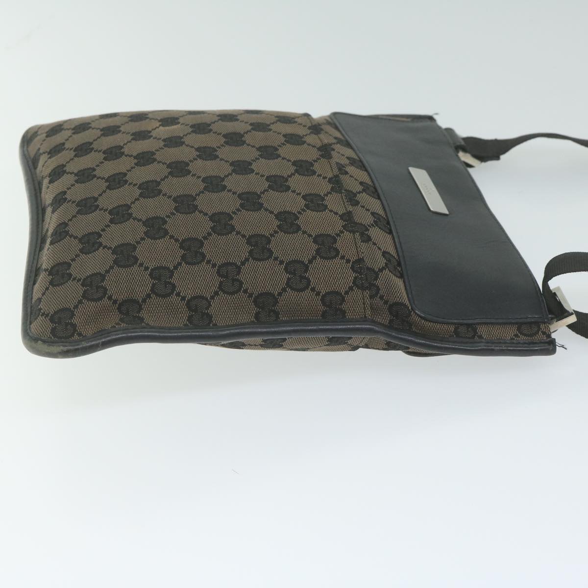 GUCCI GG Canvas Shoulder Bag Black Brown 019 034 200047 Auth 62756