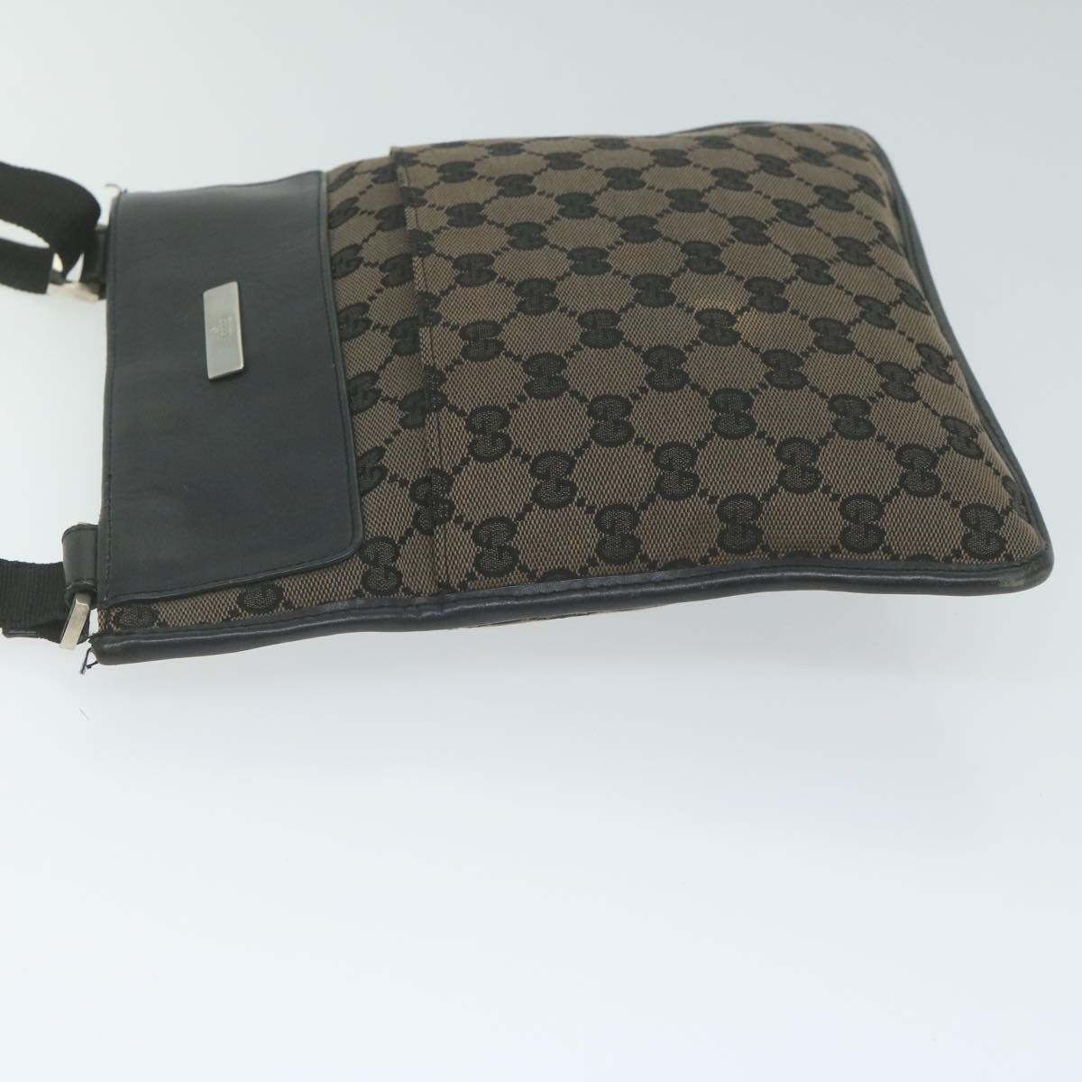 GUCCI GG Canvas Shoulder Bag Black Brown 019 034 200047 Auth 62756