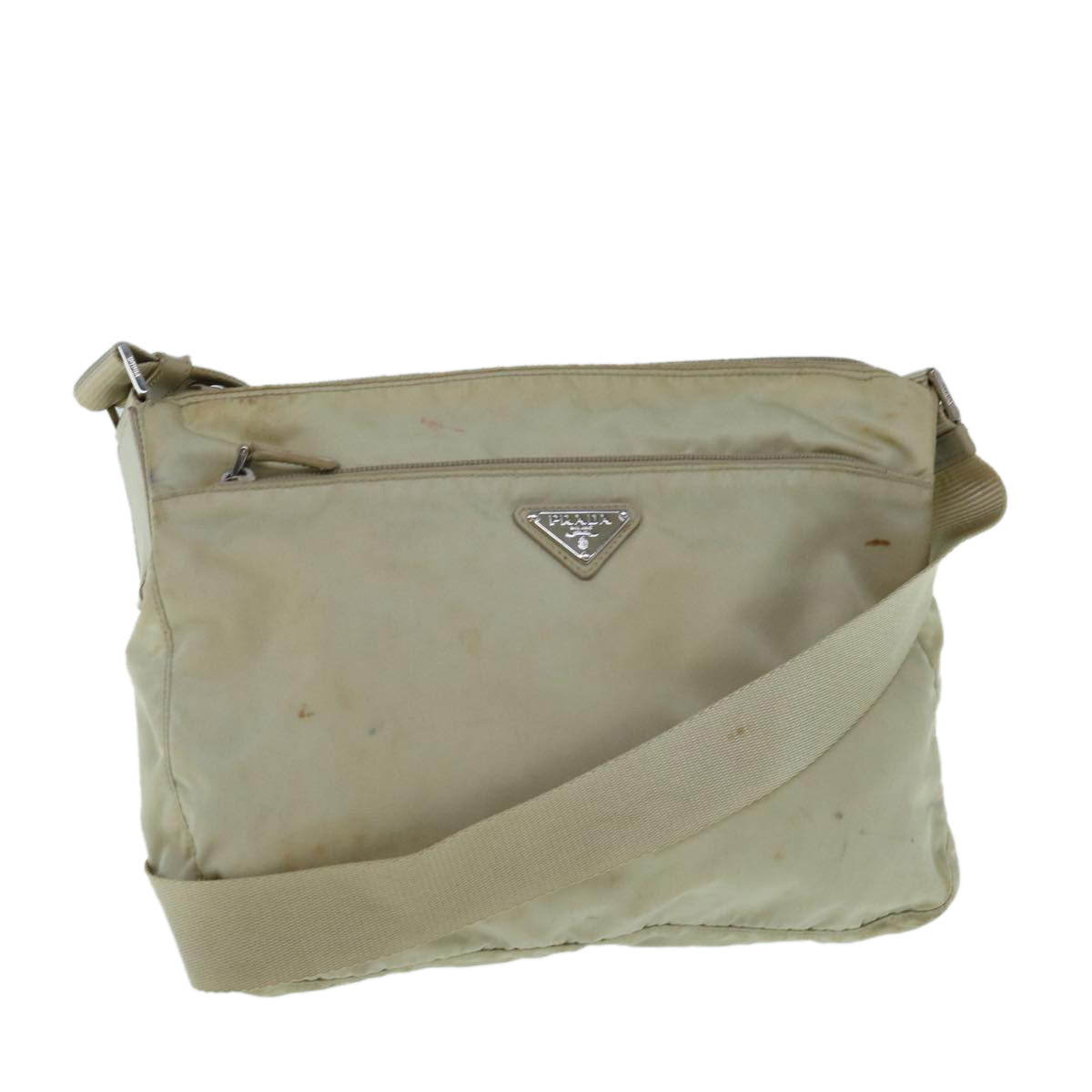 PRADA Shoulder Bag Nylon Cream Auth 62773