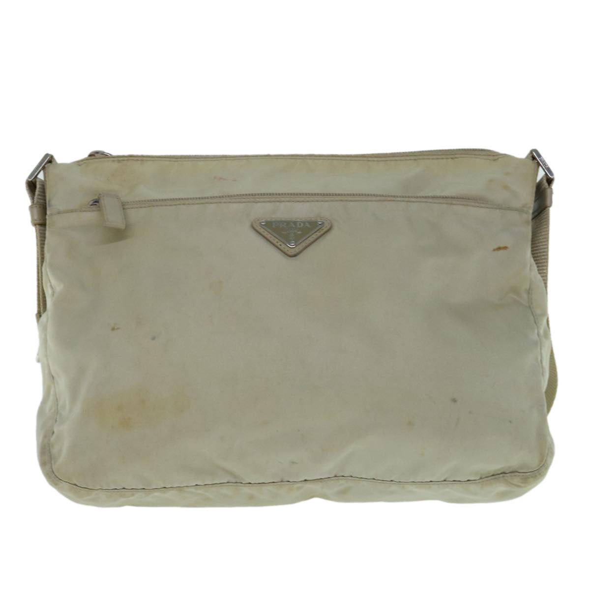 PRADA Shoulder Bag Nylon Cream Auth 62773 - 0