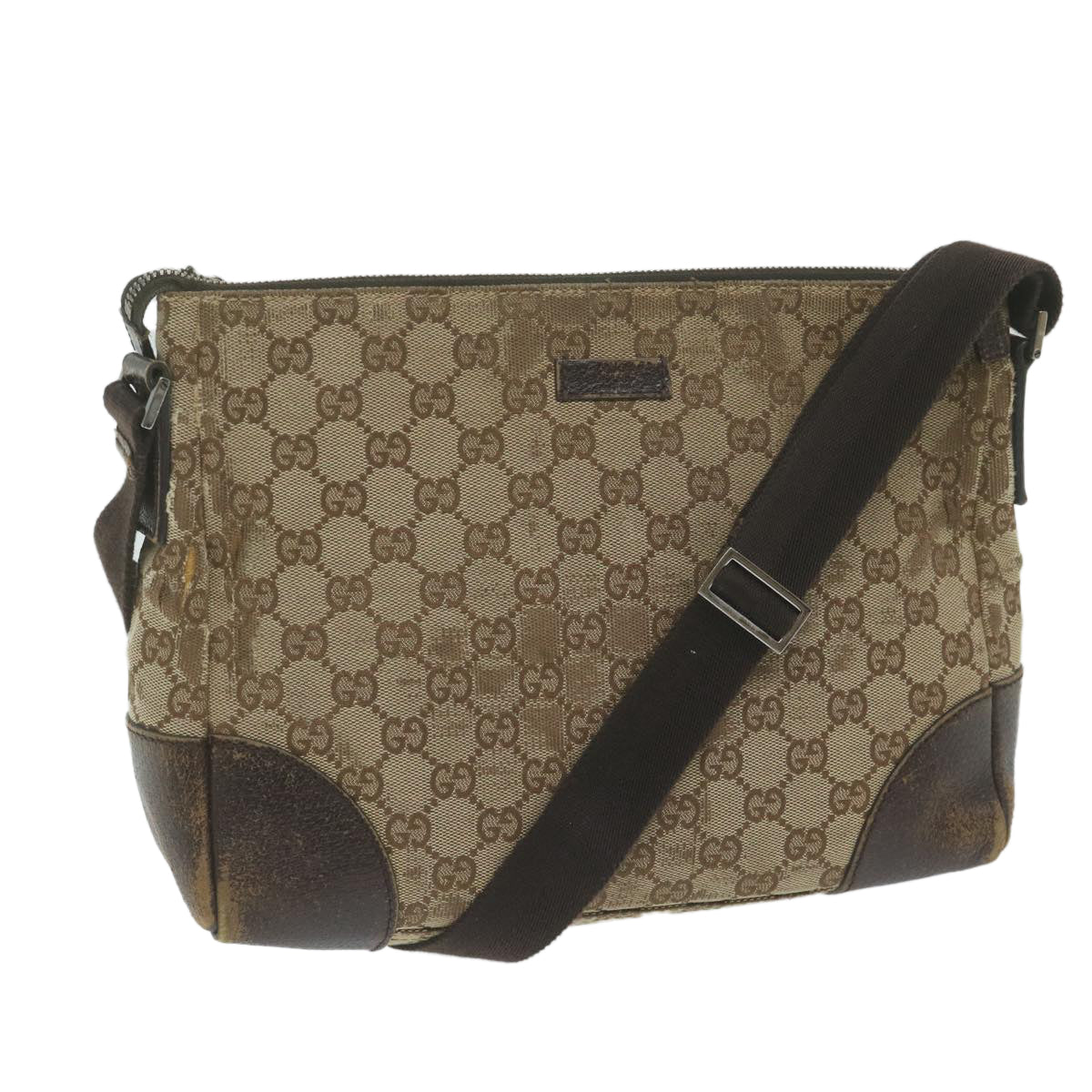 GUCCI GG Canvas Shoulder Bag Beige 114273 Auth 62779