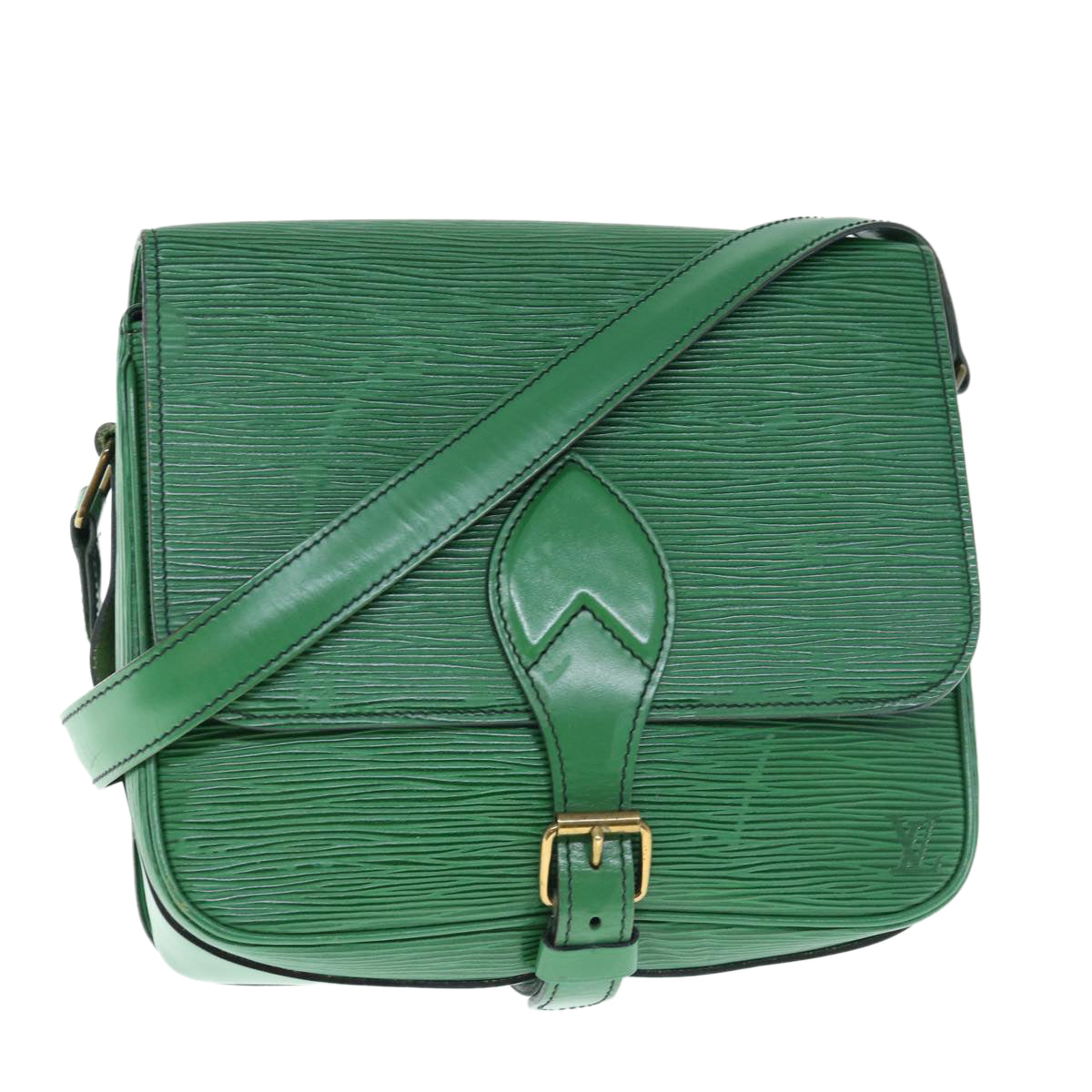 LOUIS VUITTON Epi Cartouchiere MM Shoulder Bag Green M52244 LV Auth 62823