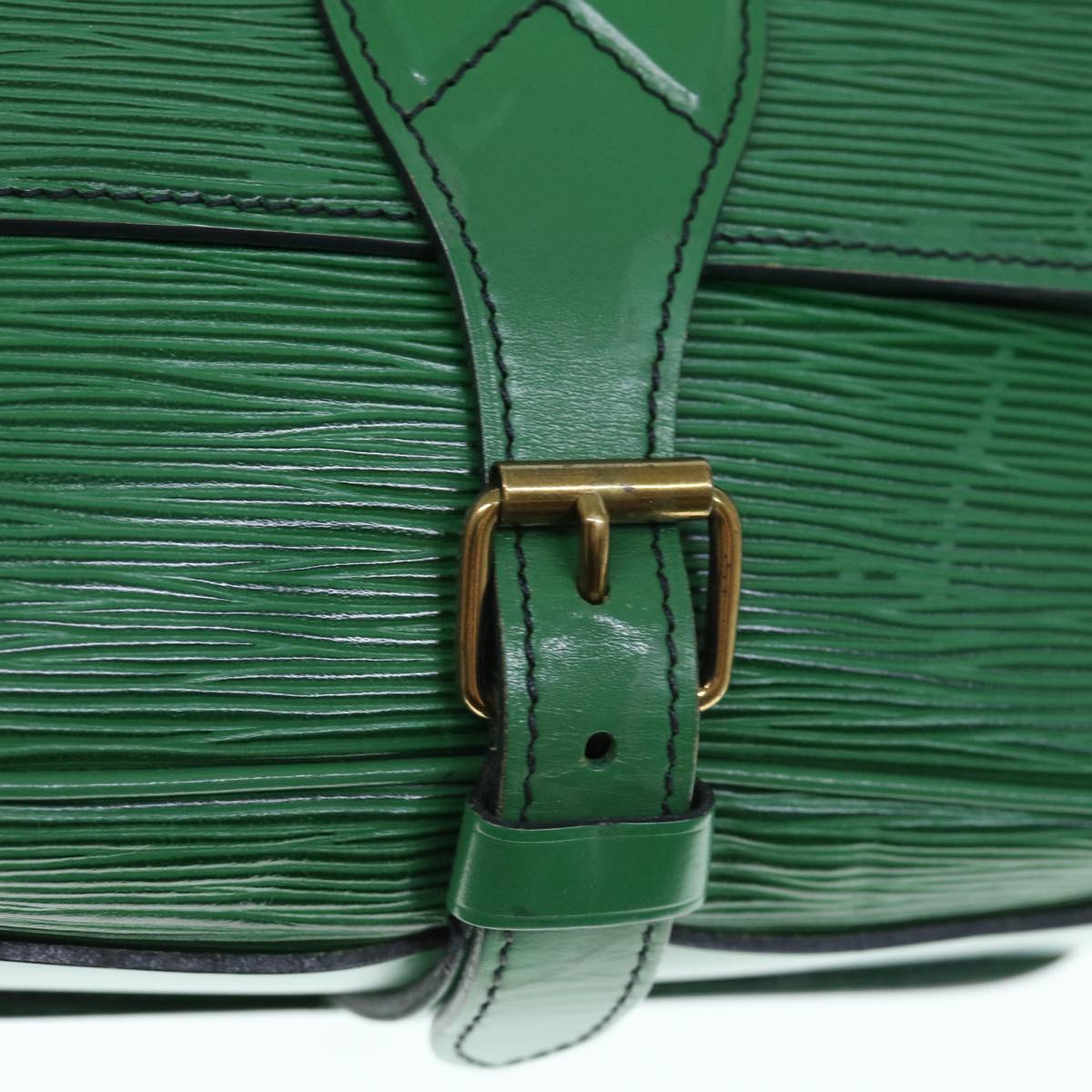 LOUIS VUITTON Epi Cartouchiere MM Shoulder Bag Green M52244 LV Auth 62823