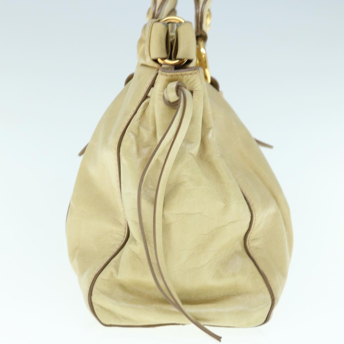 Miu Miu Hand Bag Leather 2way Beige Auth 62850