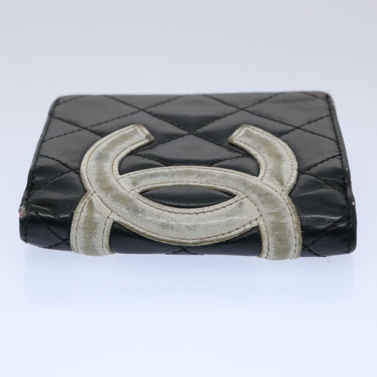 CHANEL Cambon Line Wallet Leather Black CC Auth 62877