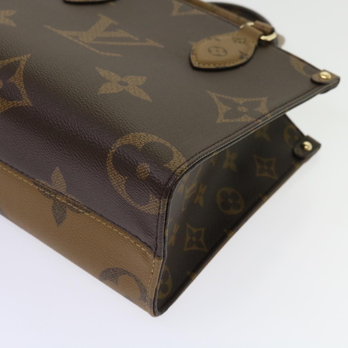 LOUIS VUITTON Monogram Reverse On The Go PM Hand Bag M46373 LV Auth 62894S