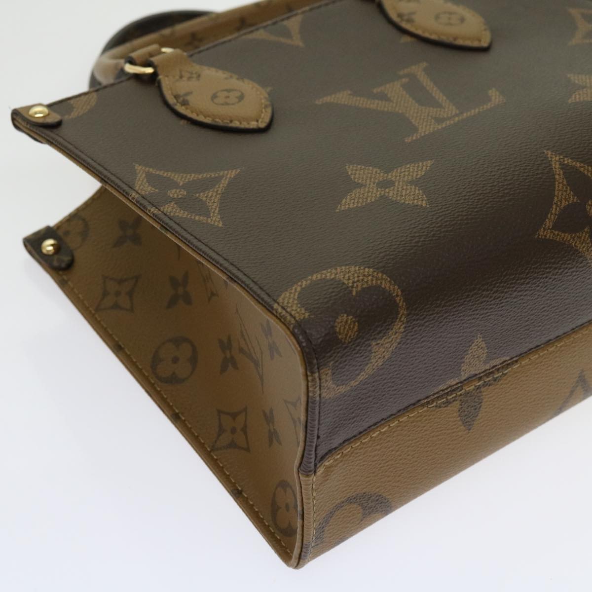 LOUIS VUITTON Monogram Reverse On The Go PM Hand Bag M46373 LV Auth 62894S