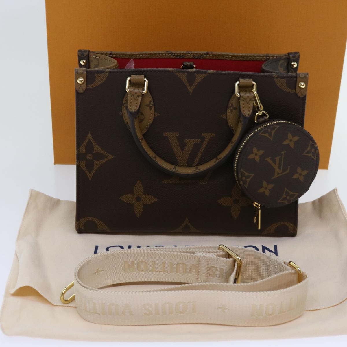 LOUIS VUITTON Monogram Reverse On The Go PM Hand Bag M46373 LV Auth 62894S