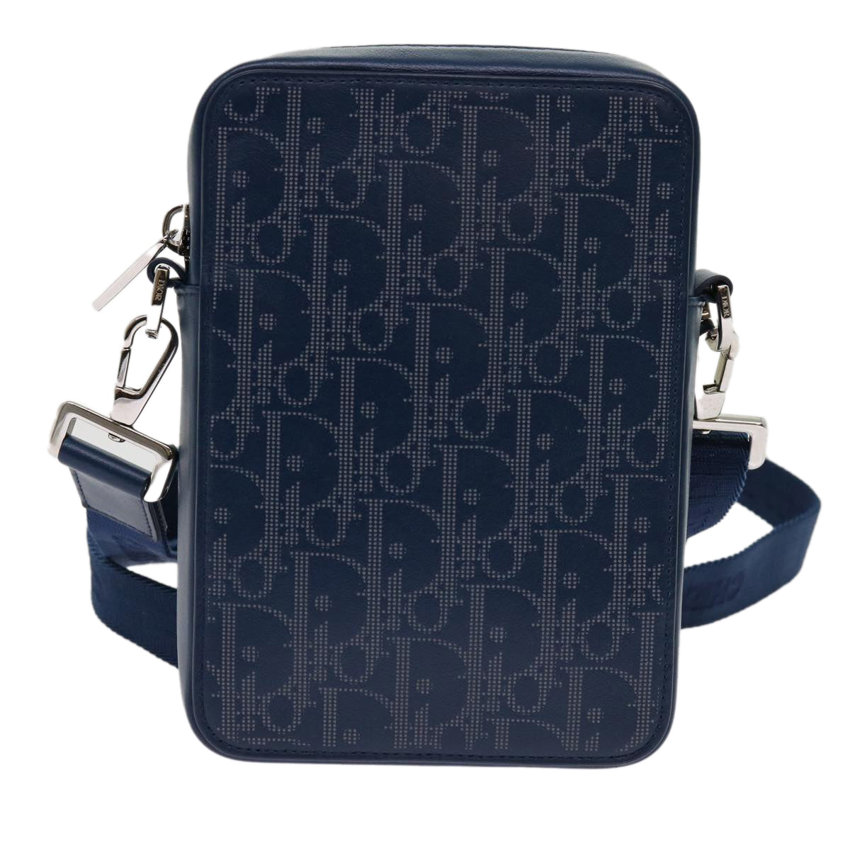 Christian Dior Trotter Canvas Shoulder Bag Blue Auth 62901A