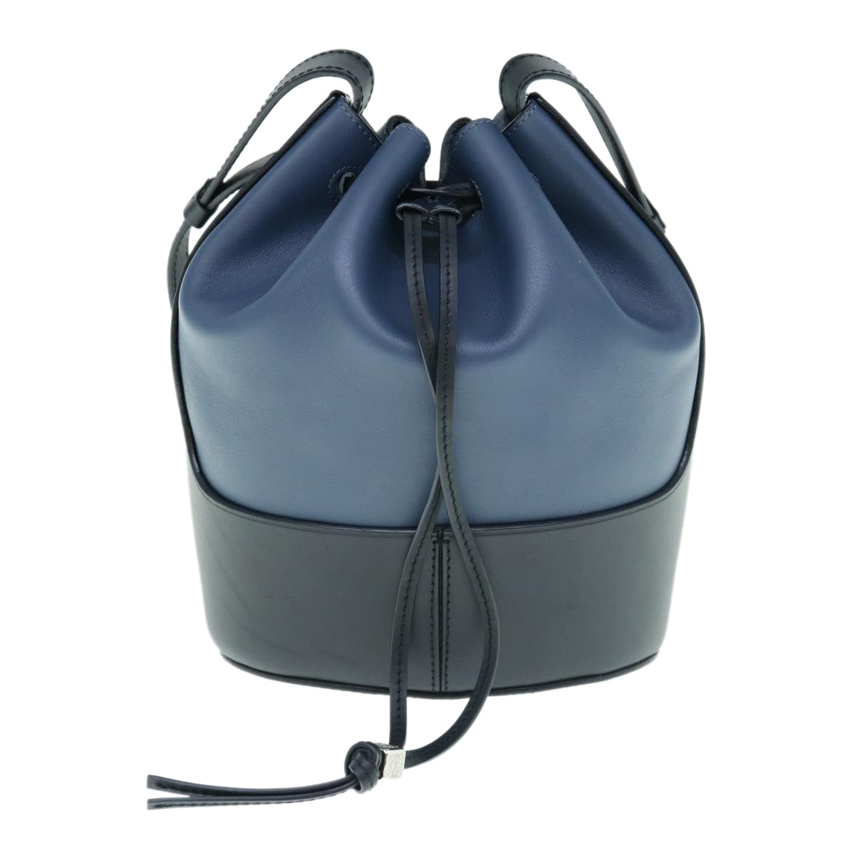 LOEWE Balloon Shoulder Bag Leather Black Navy Auth 62905A