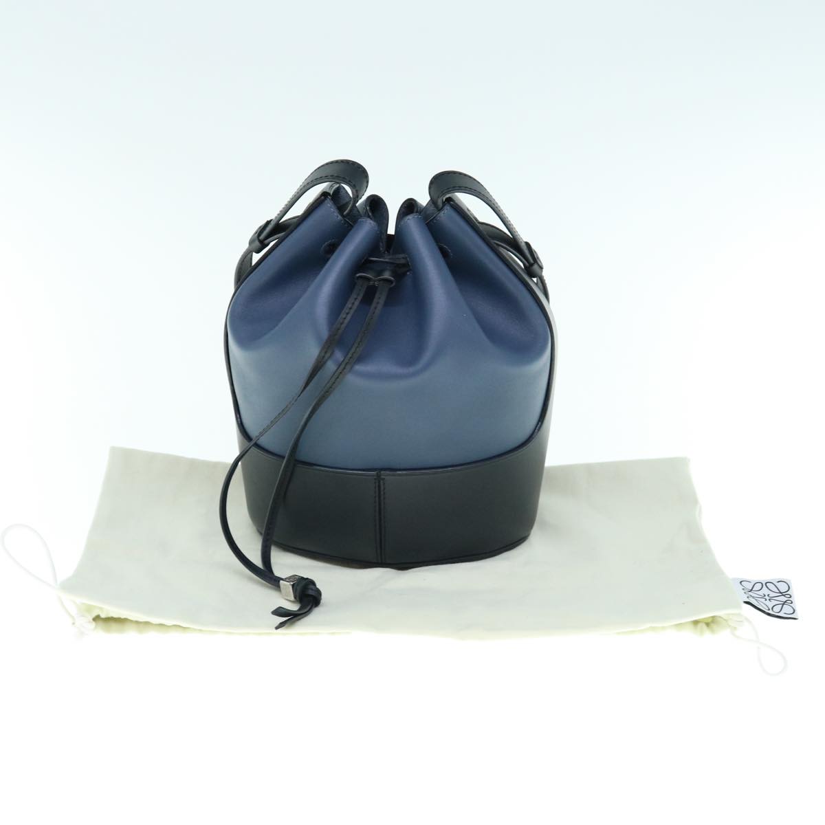 LOEWE Balloon Shoulder Bag Leather Black Navy Auth 62905A