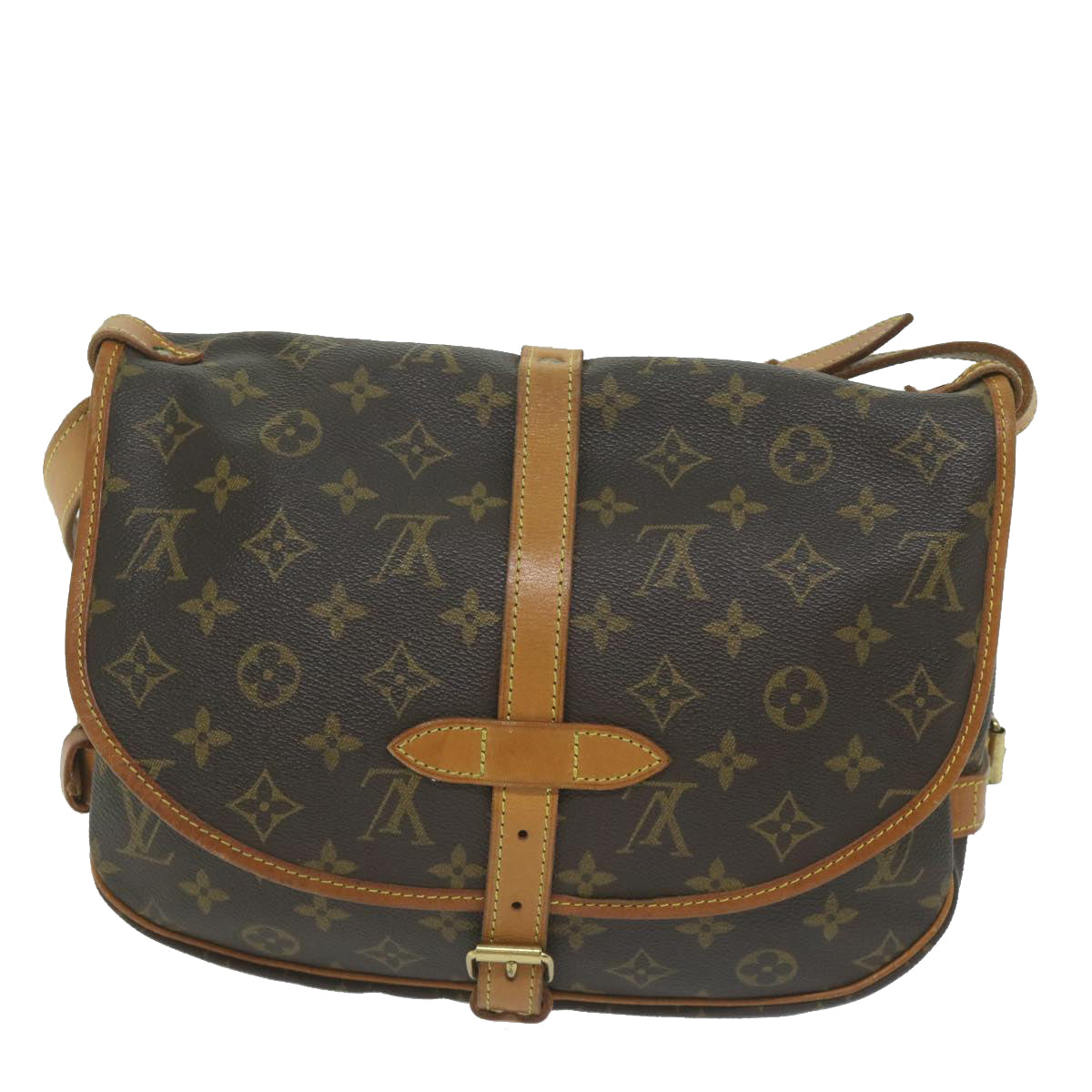 LOUIS VUITTON Monogram Saumur 30 Shoulder Bag M42256 LV Auth 62922