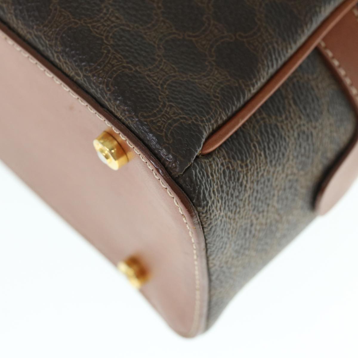 CELINE Macadam Canvas Hand Bag PVC Leather Brown Auth 62926