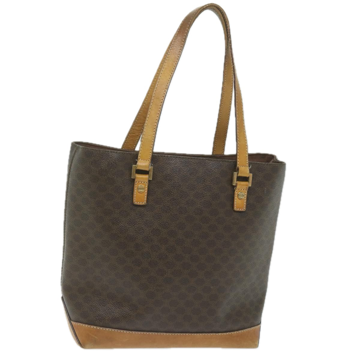 CELINE Macadam Canvas Shoulder Bag PVC Leather Brown Auth 62944 - 0