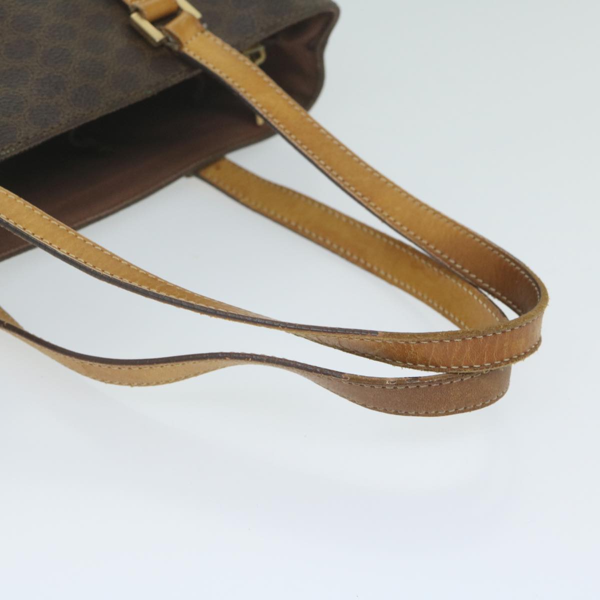 CELINE Macadam Canvas Shoulder Bag PVC Leather Brown Auth 62944