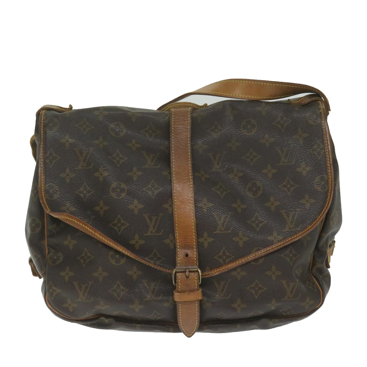 LOUIS VUITTON Monogram Saumur 35 Shoulder Bag M42254 LV Auth 62950