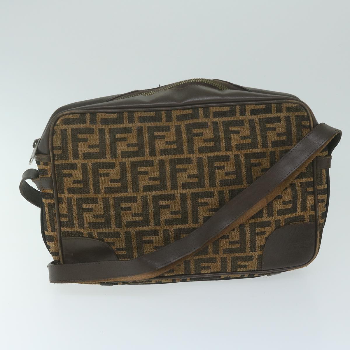 FENDI Zucca Canvas Shoulder Bag 2Set Brown Auth 62974 - 0
