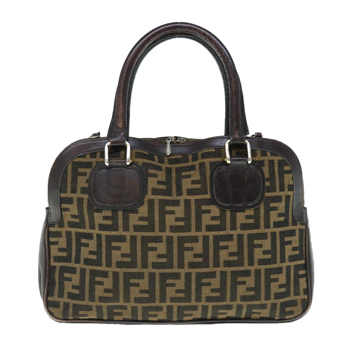 FENDI Zucca Canvas Hand Bag 2way Black Brown Auth 62975