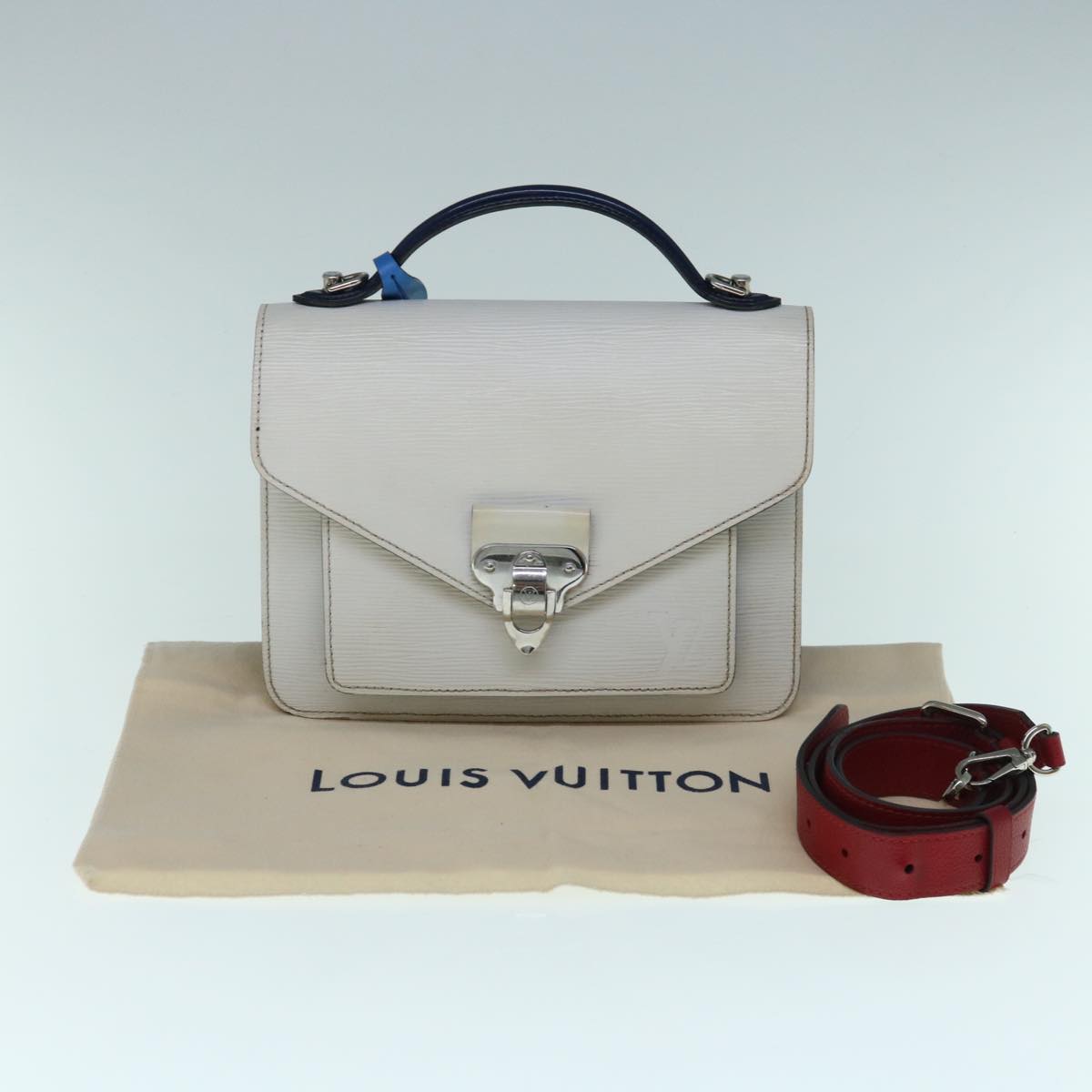 LOUIS VUITTON Epi Neo Monceau Shoulder Bag 2way White Blue M55392 LV Auth 62996A