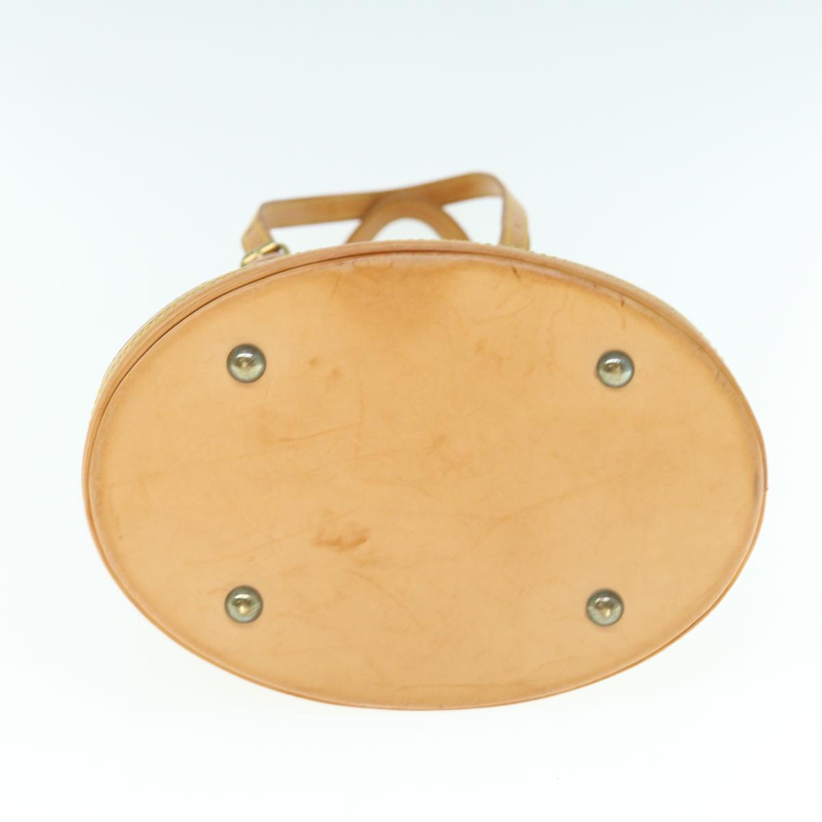 LOUIS VUITTON Nomad Leather Bucket PM Shoulder Bag Beige M85001 LV Auth 63095