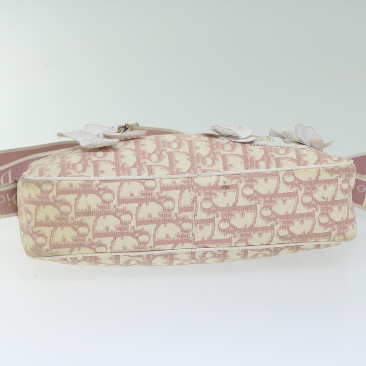 Christian Dior Trotter Canvas Shoulder Bag Pink Auth 63158