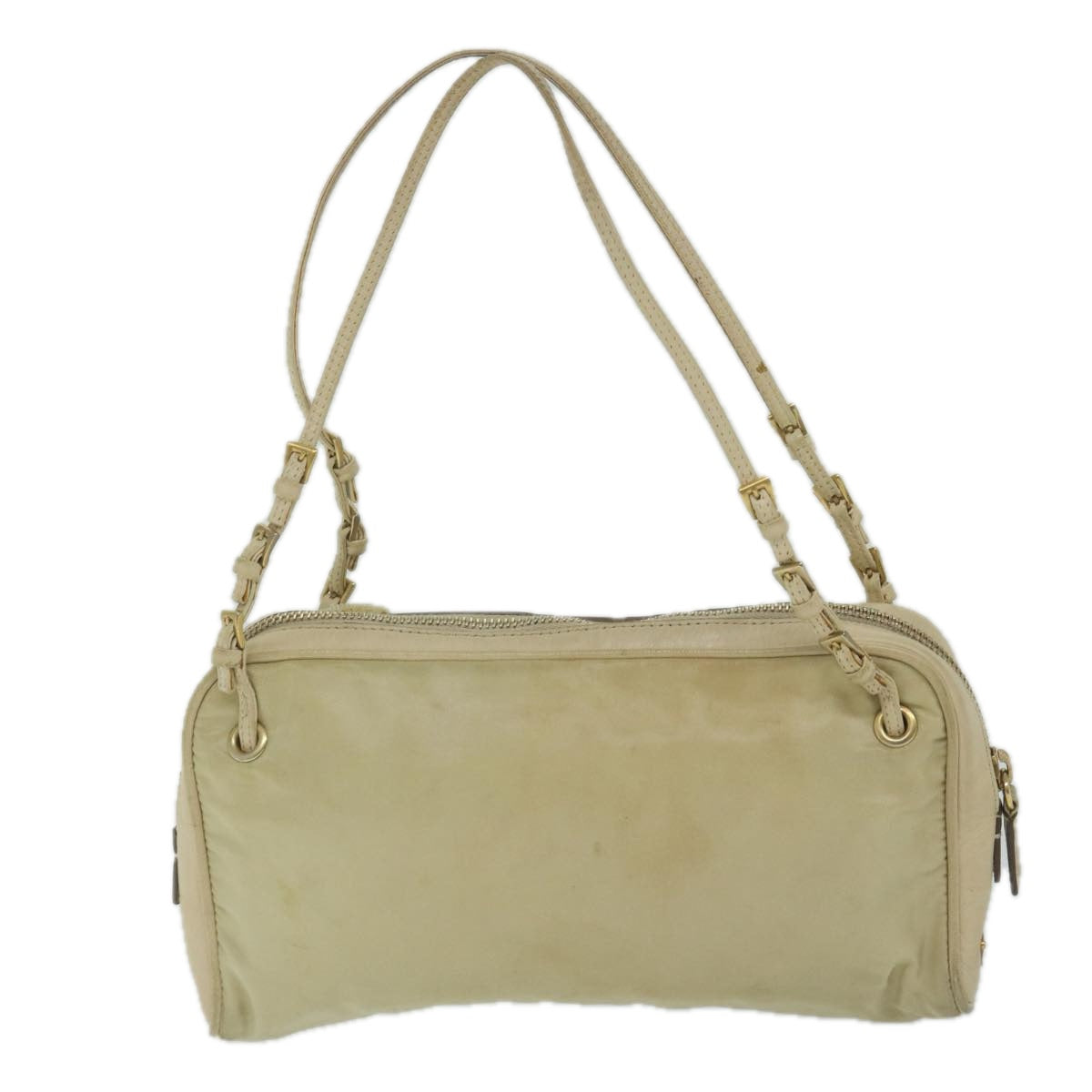 PRADA Hand Bag Nylon Cream Auth 63161