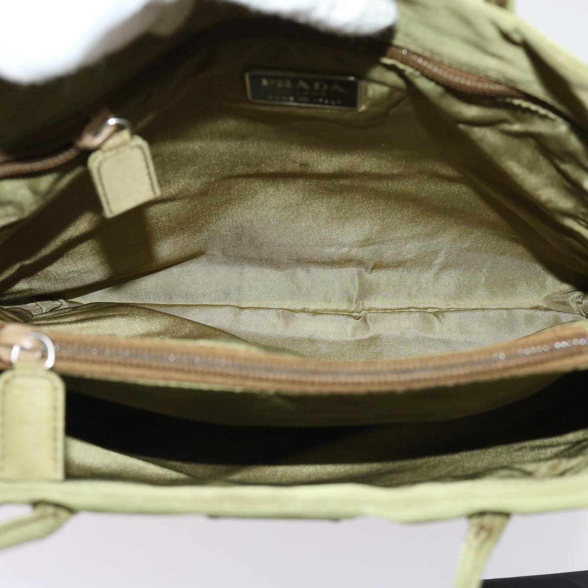 PRADA Hand Bag Nylon Khaki Auth 63208