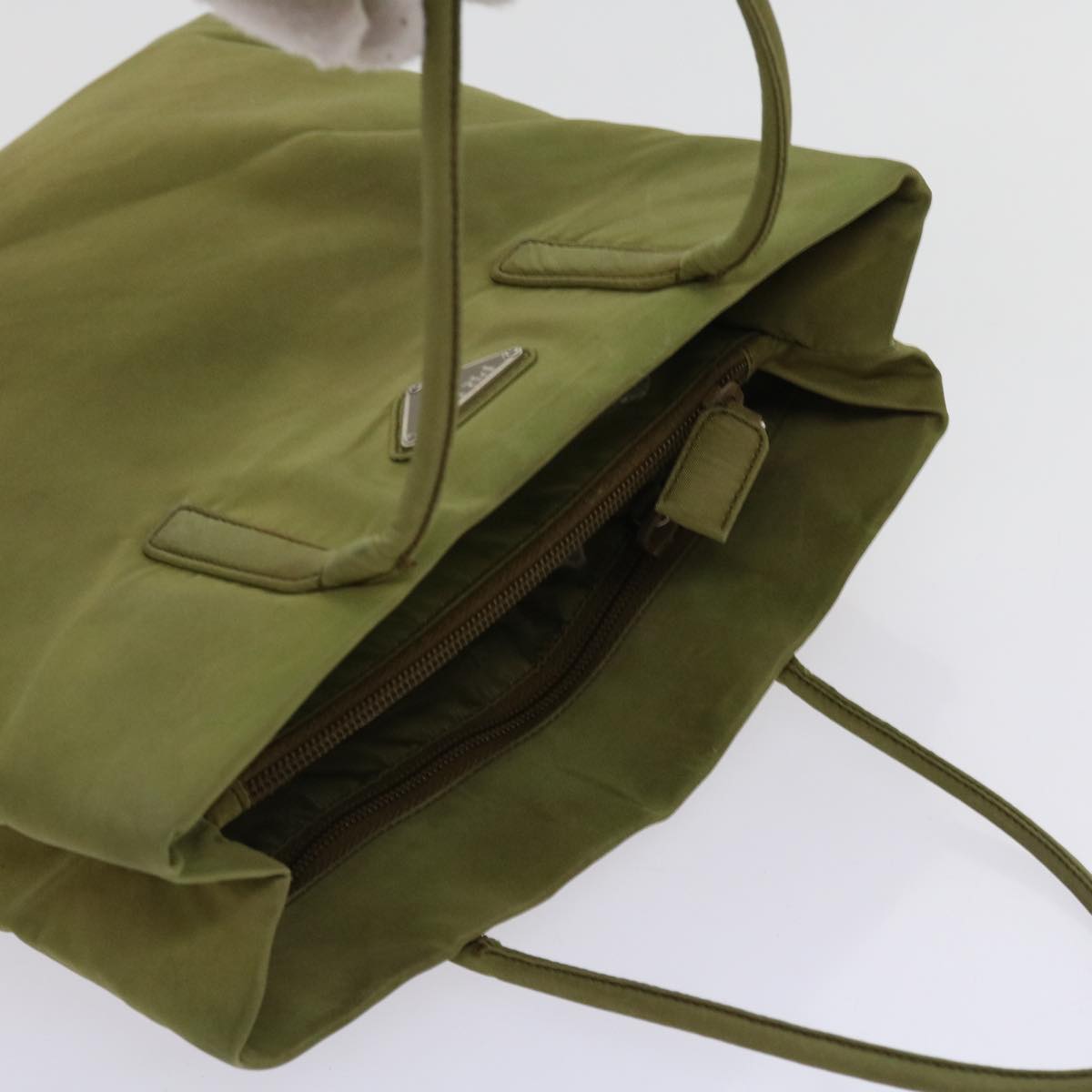 PRADA Hand Bag Nylon Khaki Auth 63208