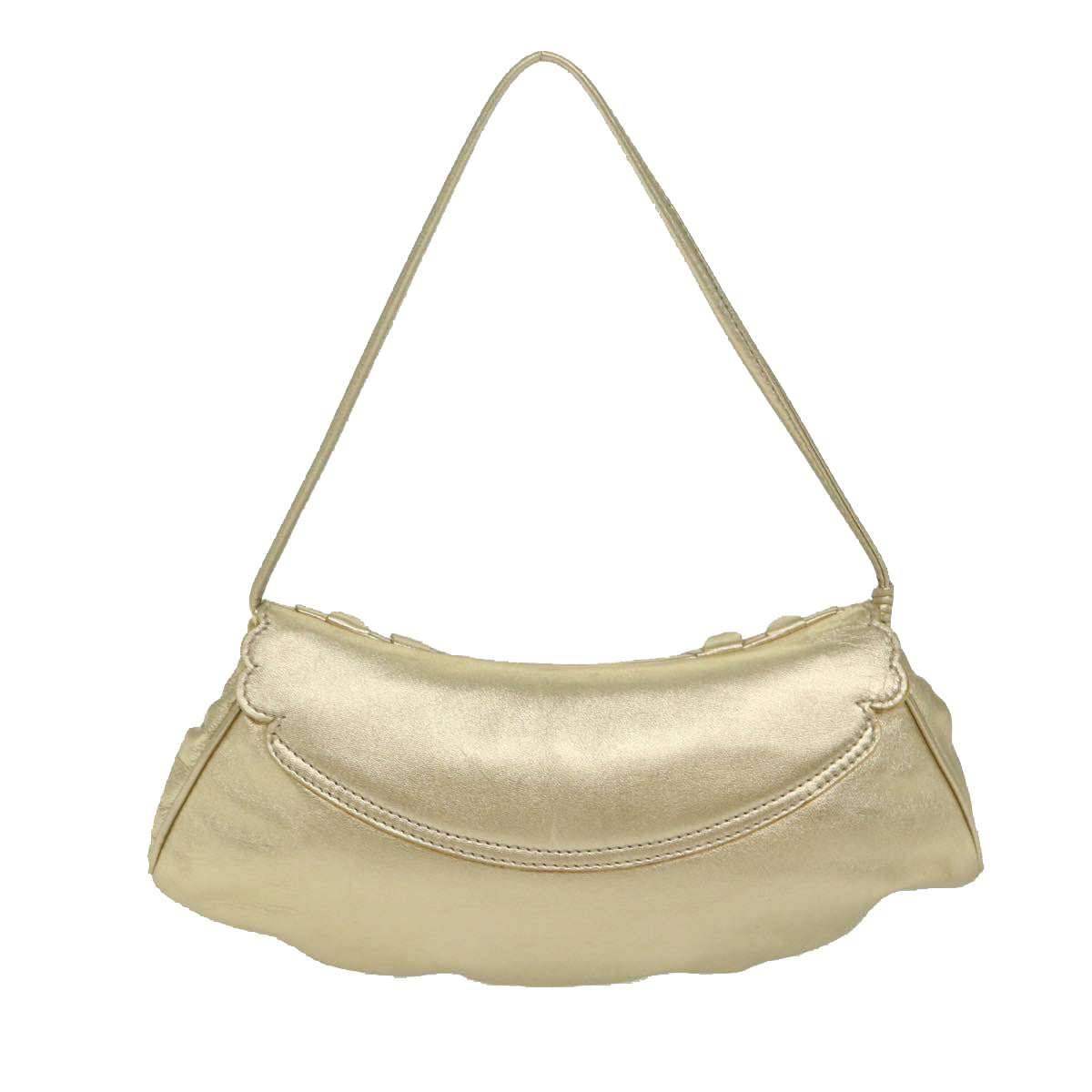 CELINE Hand Bag Leather Gold Auth 63297 - 0