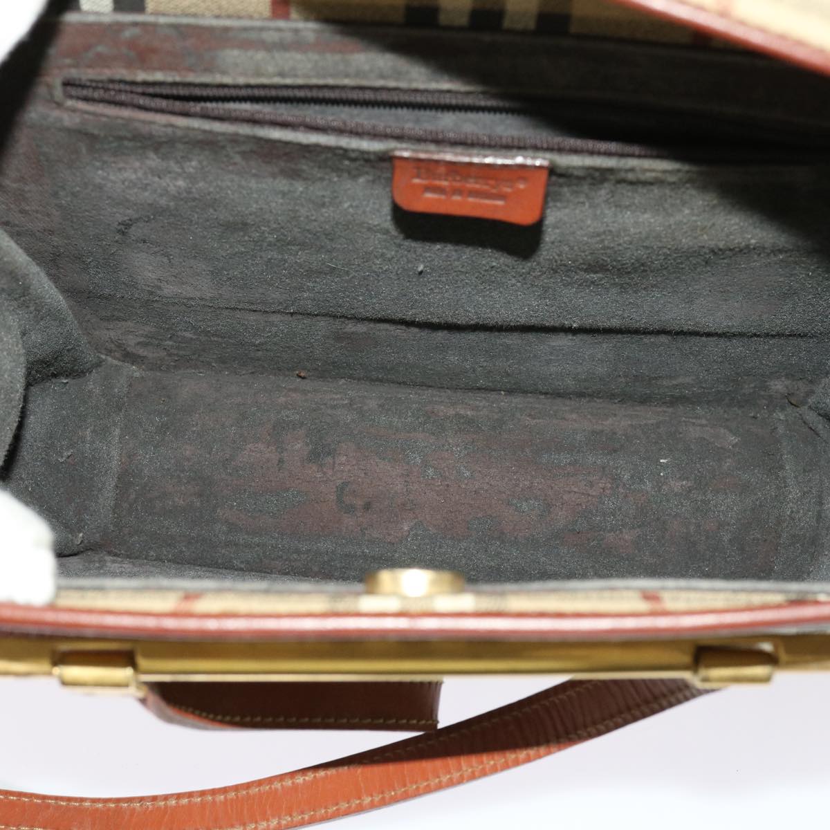 Burberrys Nova Check Shoulder Bag PVC Leather Beige Auth 63316