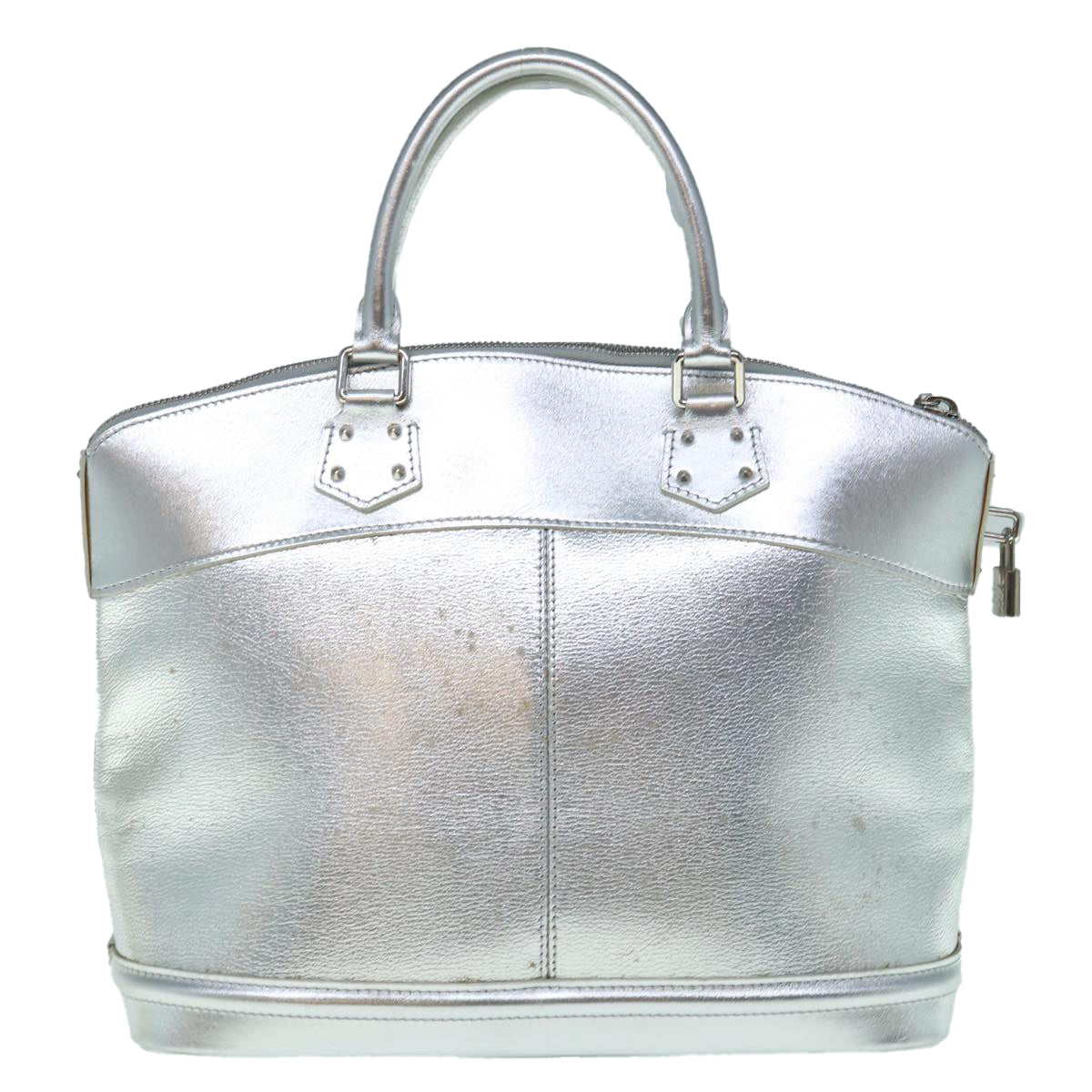 LOUIS VUITTON Suhari Lockit MM Hand Bag Leather Silver M95600 LV Auth 63369 - 0