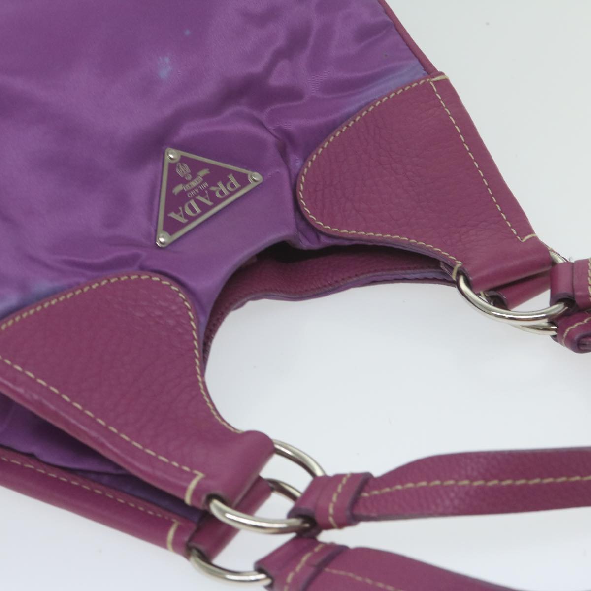 PRADA Hand Bag Nylon Purple Auth 63379