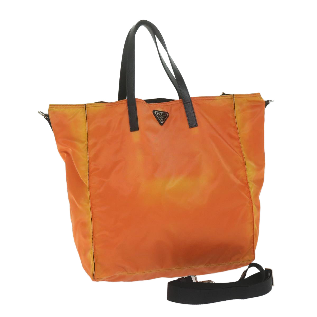 PRADA Tote Bag Nylon 2way Orange Auth 63385